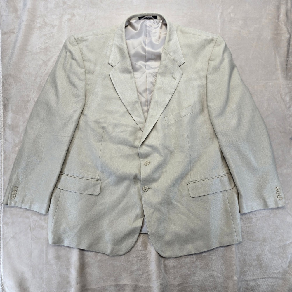 Alexander Lloyd Blazer Mens 58R Beige Good 100% Silk Herringbone Sport Coat